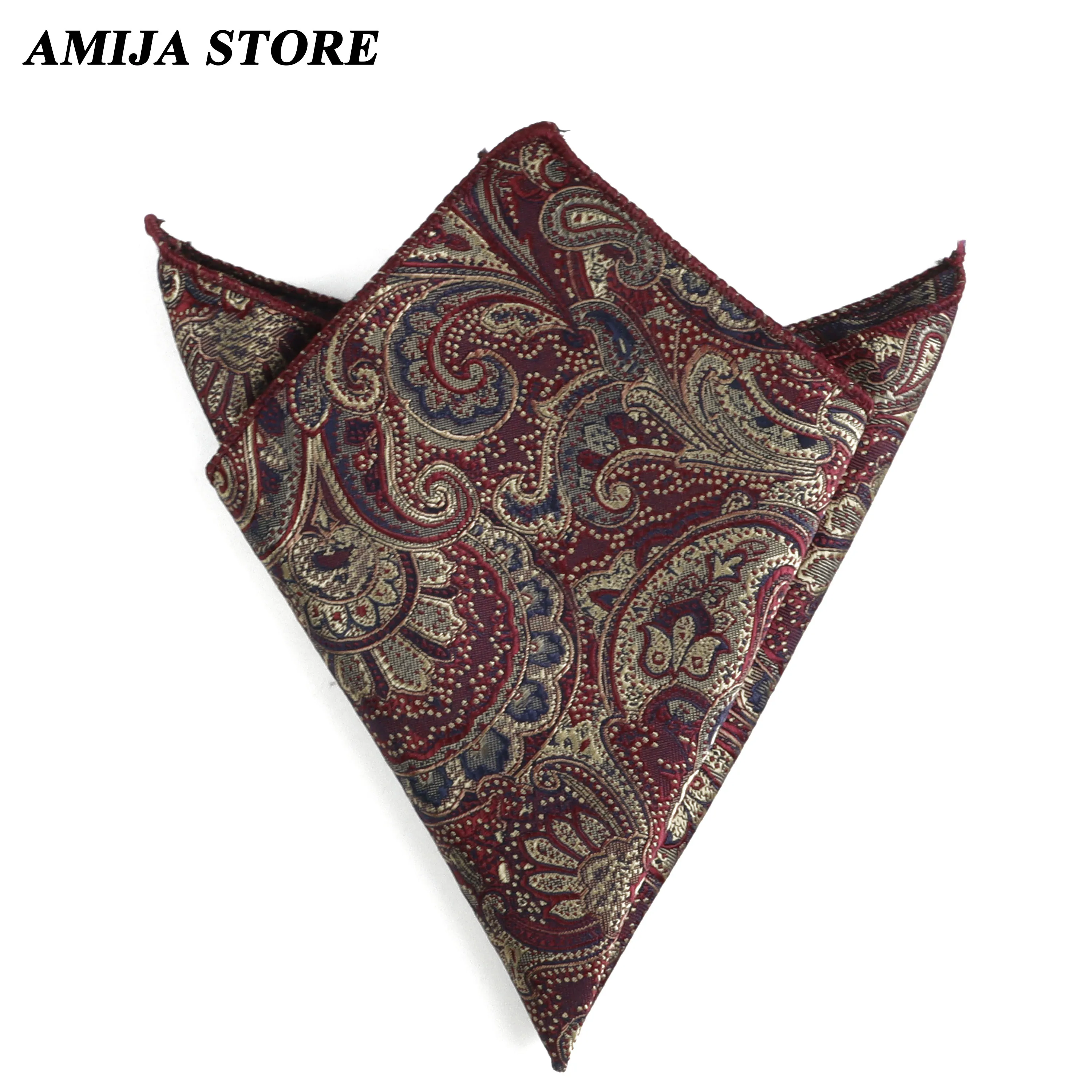 Luxury Design ดอกไม้ผ้าเช็ดหน้า Paisley รูปแบบ Pocket Square โพลีเอสเตอร์ผ้าเช็ดหน้าผู้ชายสําหรับธุรกิจงานแต่งงานของขวัญ