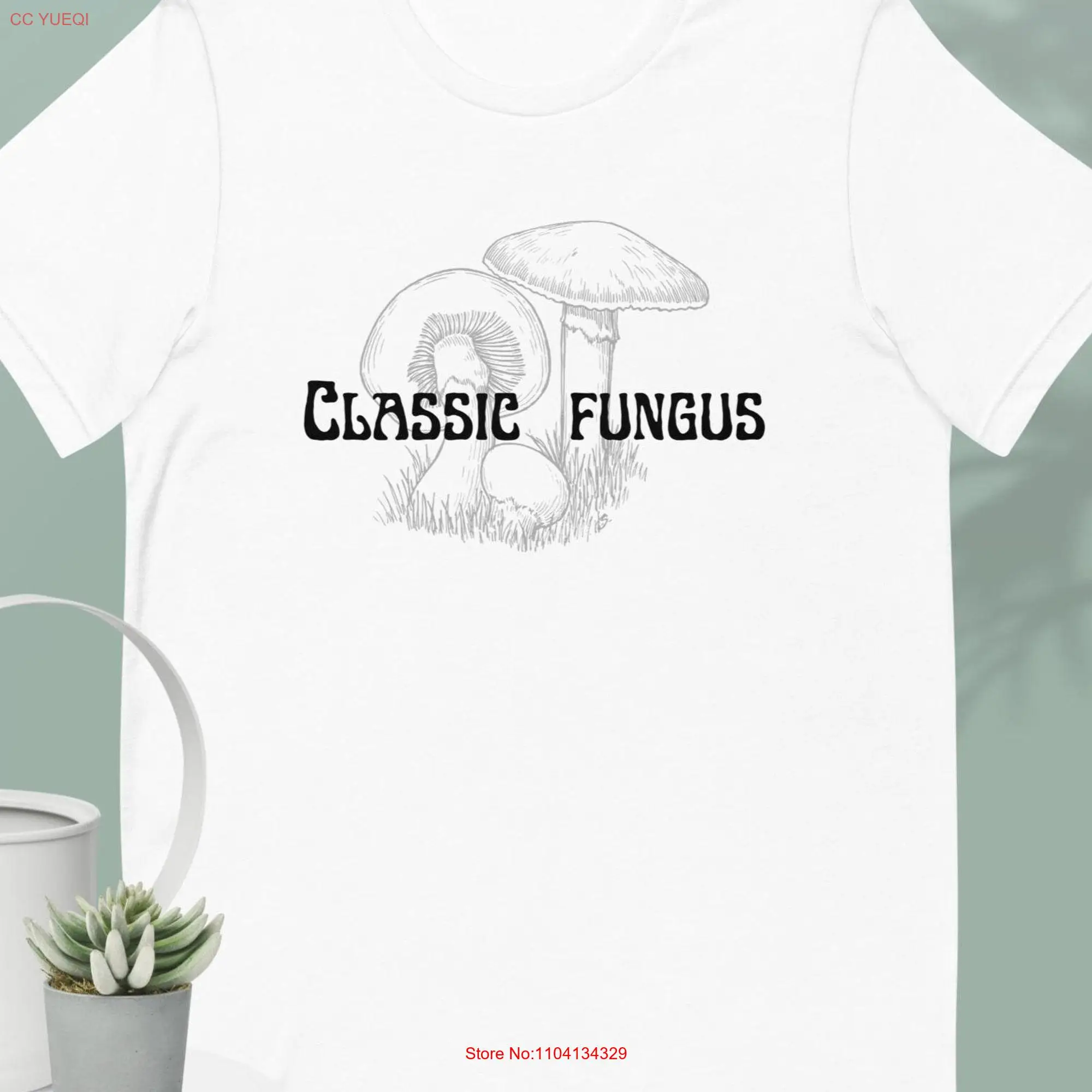 Classic fungus grey t shirt Mushroom lover Cottagecore Mycology gift White long or short sleeves