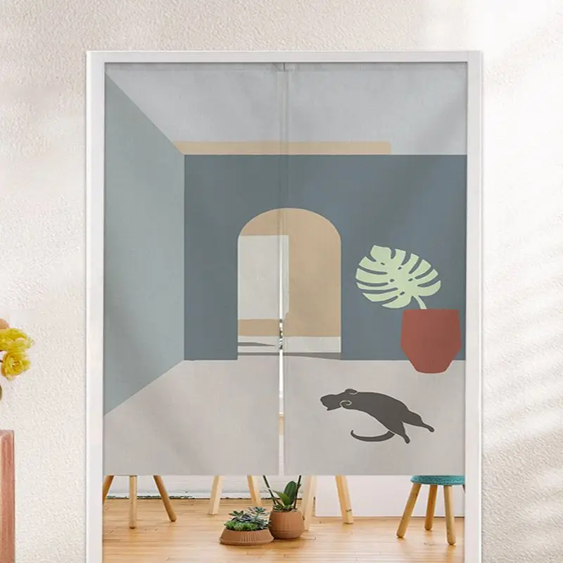 VIKAMA Abstract Arch Vase Noren Door Curtain, 6 Designs, Doorway Decor for Bedroom Living Room Kitchen