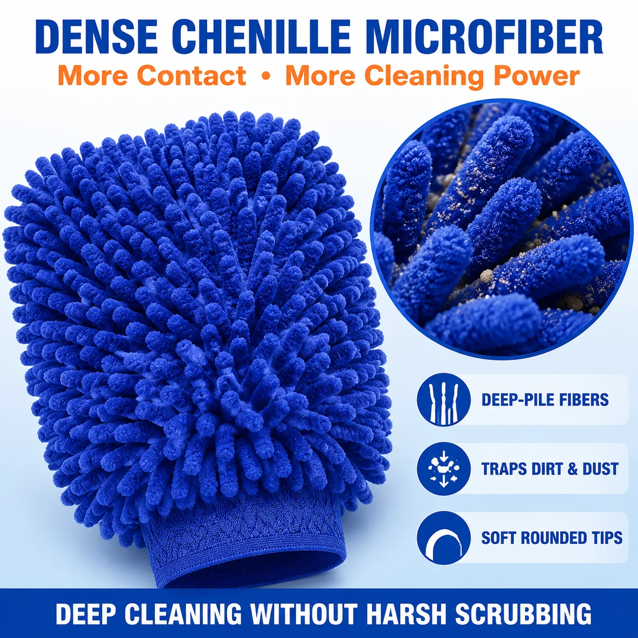 1/3/5pcs Middle size Microfiber Car Wash Gloves,Auto Single-Side Ultra Absorbent Car Sponge Scratch Microfiber Cleaning Tool
