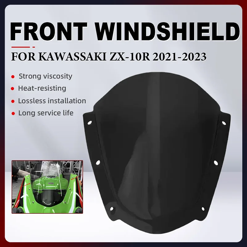 Motorcycle Heightened Racing Front Windshield For KAWASSAKI ZX10R ZX-10R ZX-10R ZX-10RR ZX10RR ZX 10RR 2021-2023 Wind deflector