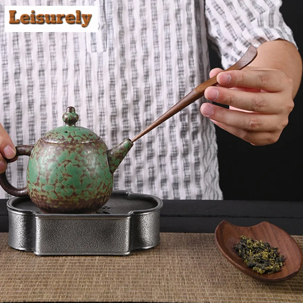 Zen Walnut Wood Tea Scoop Black Sandalwood Tea Leaf Container Shovel Chahe Household Awakening Tea Ladle Tea Items Accessories