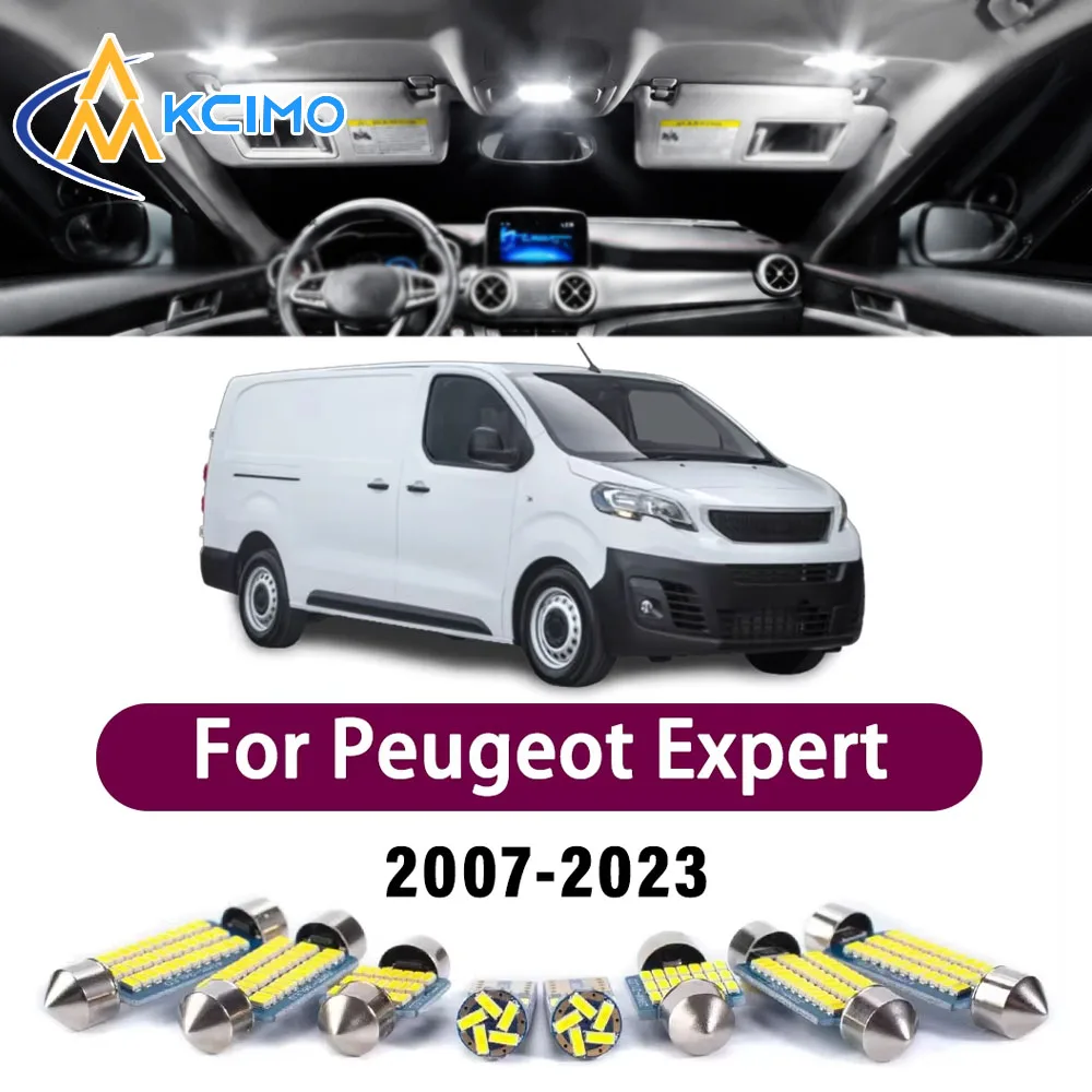 Fehlerfreies LED-Innenbeleuchtungsset für Peugeot Expert 2007-2023 Premium Helle Decken-, Kofferraum-, Spiegel- und Leseleuchten Canbus