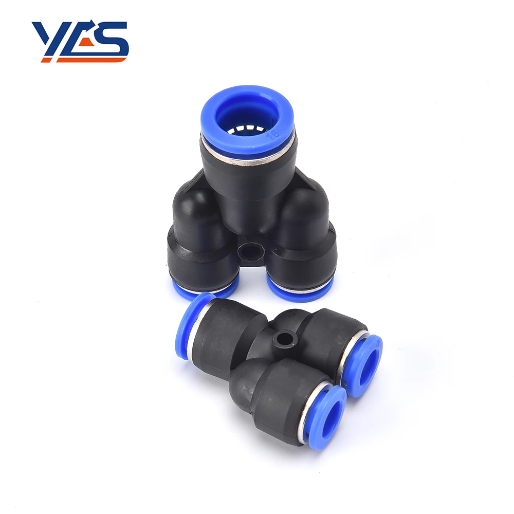 High Quality Manufacture Air Connectors Pneumatic Fitting Y Shape Unequal Union Air Hose Connector Push Fitting PW