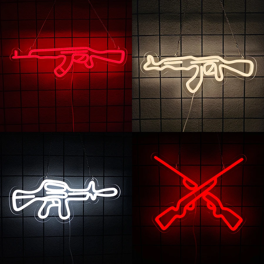 

Неоновая вывеска серии Gun Series для декора стен, светодиодная неоновая подсветка для декора мужской комнаты, бара, клуба, вечеринки и игровой комнаты, лучший подарок для мужчины, для комнаты с оружием.