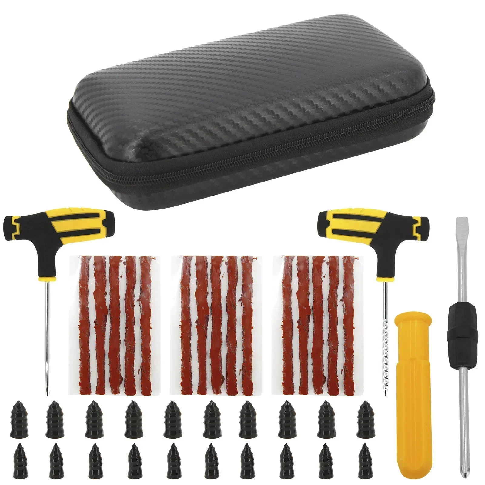 NUEVO Kit de Reparación de Neumáticos Sin Cámara - Herramientas de Emergencia para Pinchazos con Tapones de Goma en Forma de T para Autos/Motocicletas, Sellado al Vacío en Carretera