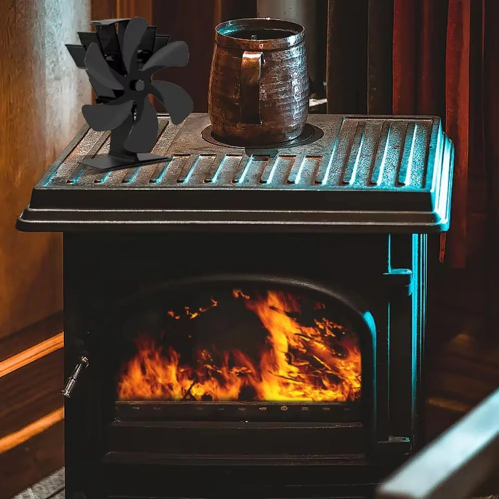 

Eco Friendly 6-Blade Fireplace Fan Home Efficient High-temperature Heat Powered Fan Circulation Heat Distribution