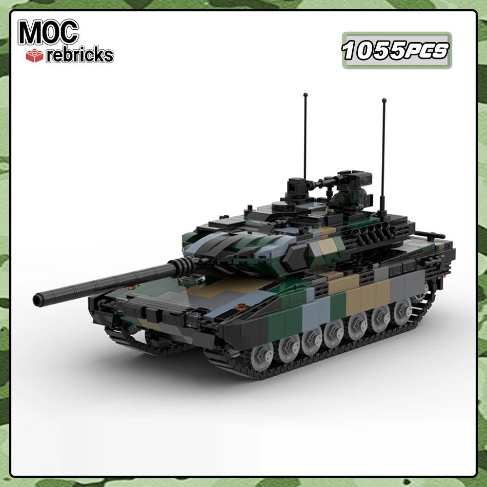 MOC Military Vehicle Series German Main Battle Tank Leopard 2A7 Model Building Blocks DIY Technology Children Bricks Toys Gifts