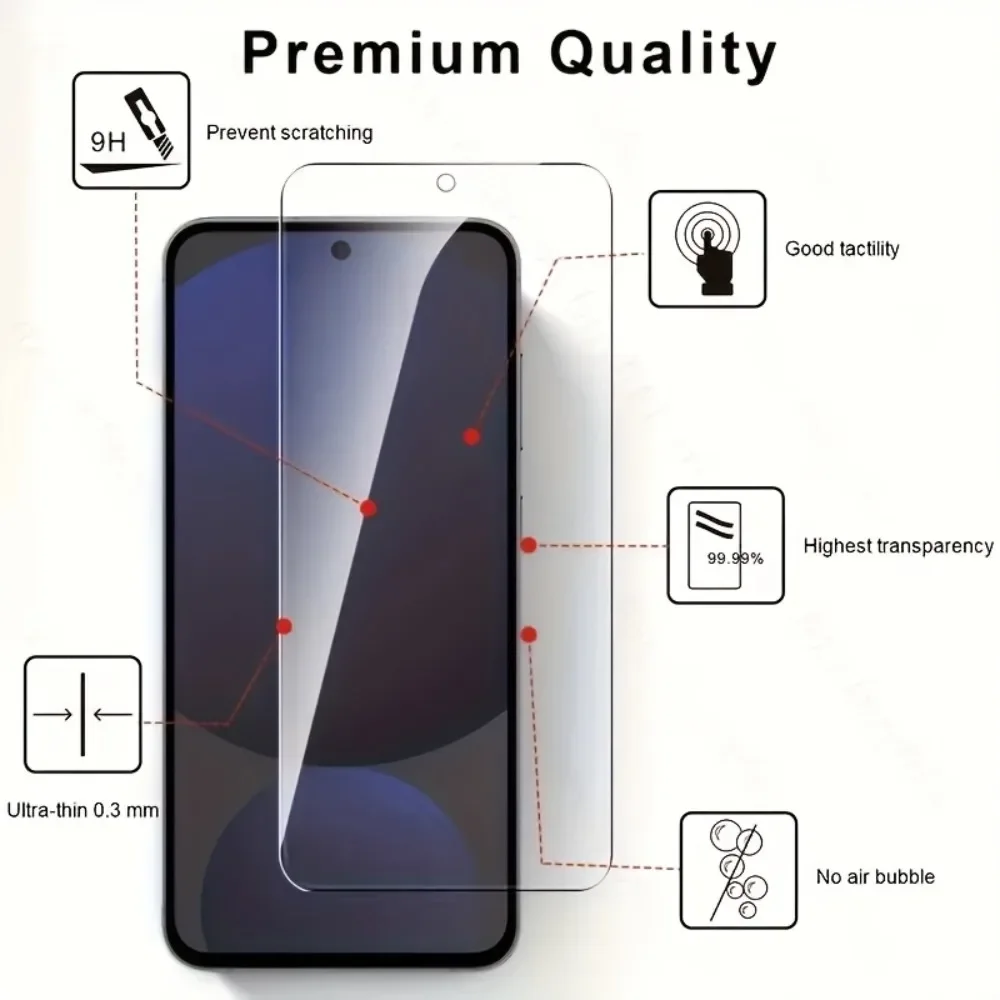 3 قطعة زجاج مقسى عالي الوضوح لهاتف سامسونج جالاكسي S25 Edge S24 S25 Ultra S23 S21 S22 Plus S24 FE واقي شاشة سهل التركيب