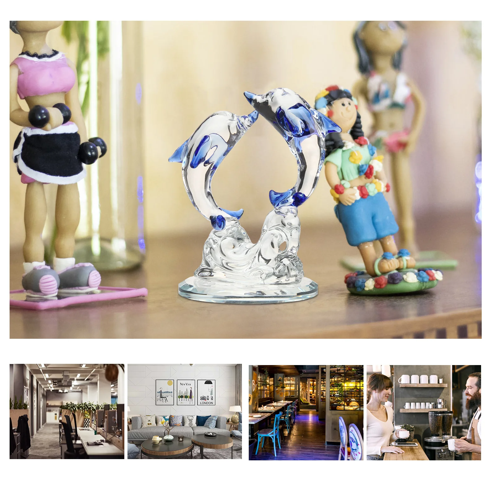 

Dolphin Ornament Crystal Clear Desktop Decor Office Home Living Room Tabletop Unique Artistic Desktop Dolphin Craft