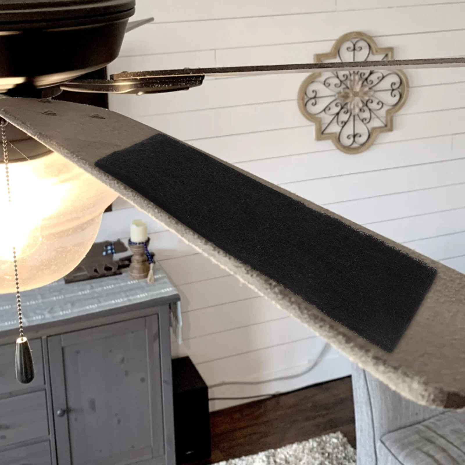 

4Pcs Ceiling Fan Blades Filters Activated Carbon Cotton Filter Pads Self-Adhesive Fan Air Purifier Easy Replace