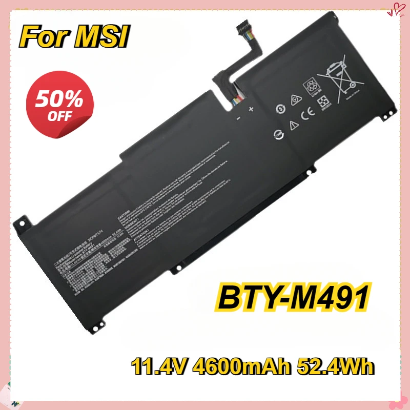 

BTY-M491 Laptop Battery for MSI Modern 15 A10RB Laptop Batteries Notebook Battery 3ICP6/71/74 Modern 15 A10M(MS-1551) 52.4Wh