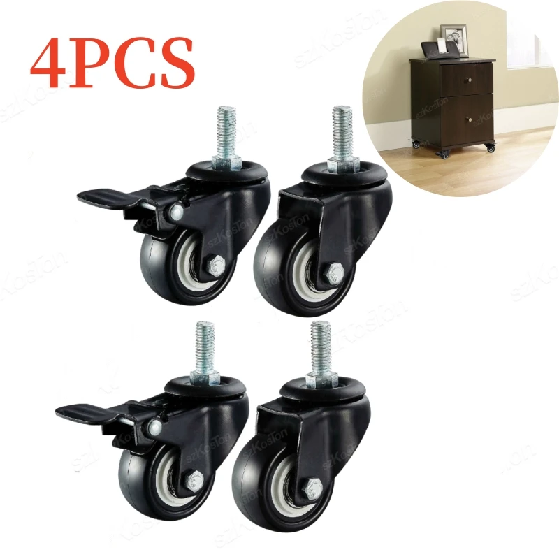 1.5/2 Inch Swivel Threaded Caster Wheels 360 Degree Threaded Stem Caster Wheel M8/M10 Pack of 4 for Furniture Trolley Machinery