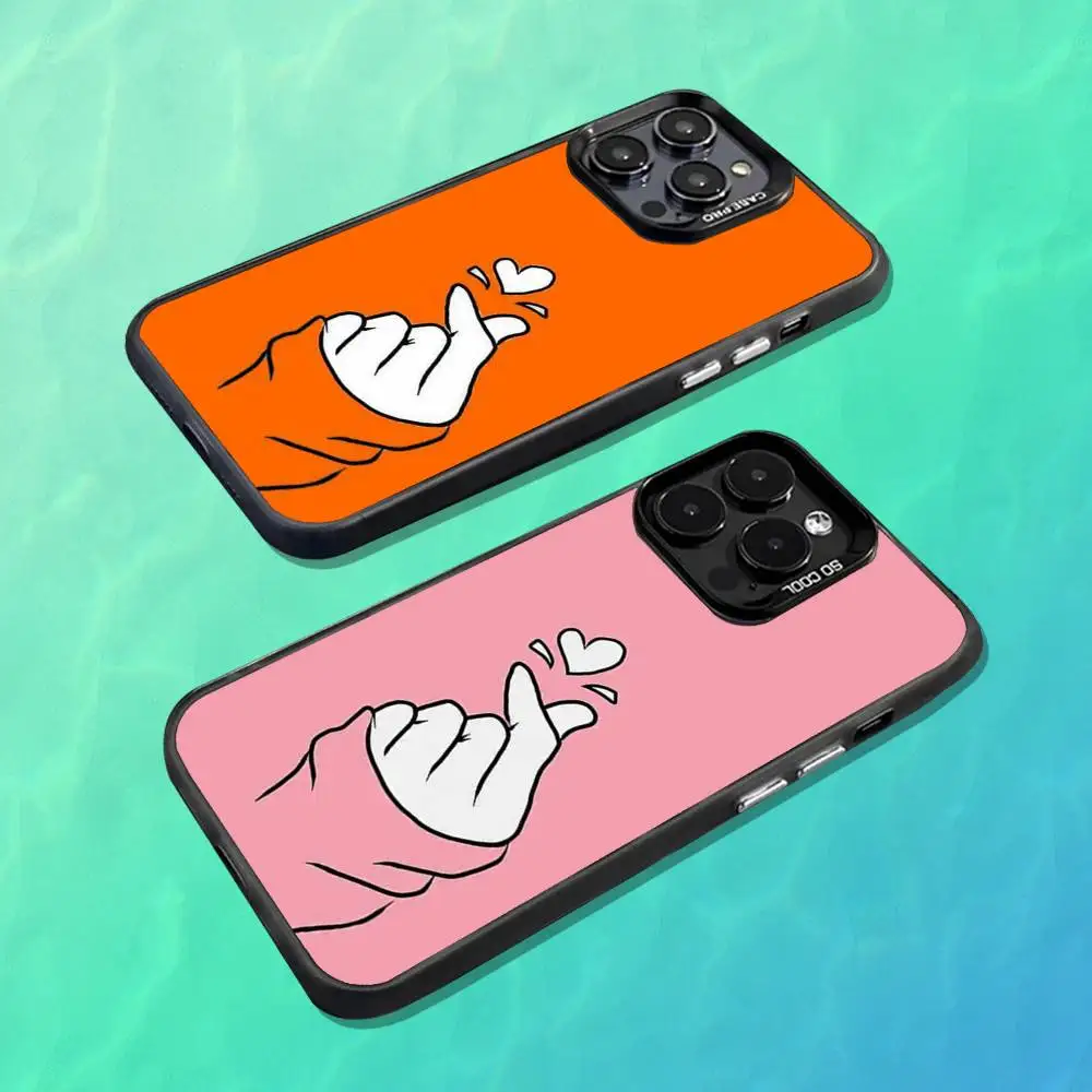 

Art Cute Hand Heart Phone Case For iPhone 16,15,14,13,12,11,Mini,Pro,MAX Black Matte Shockproof Cover