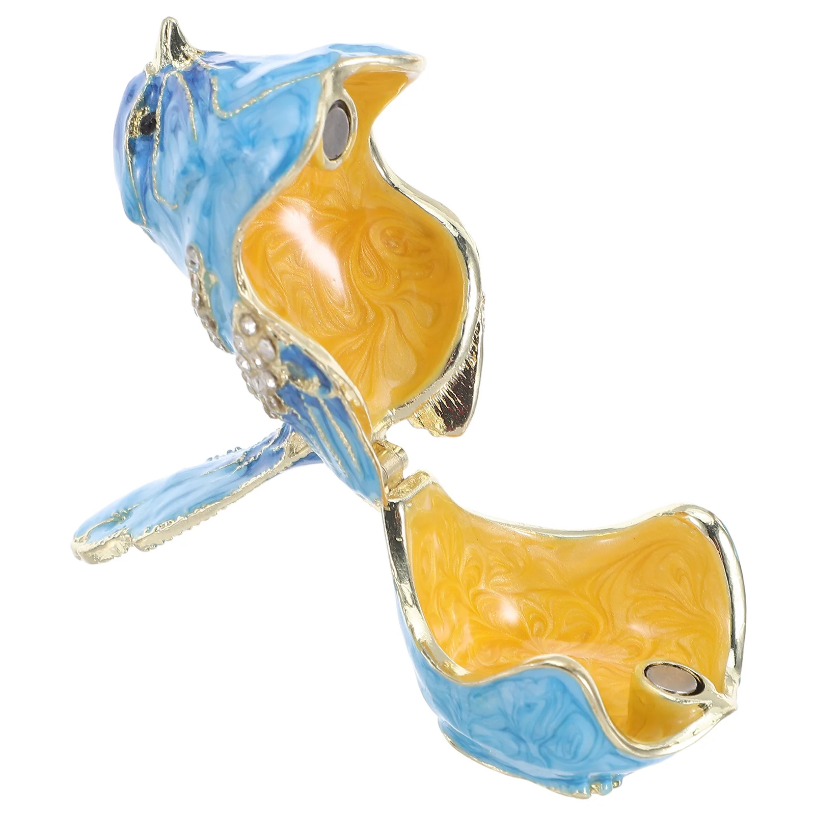 

Bird Hinged Jewelry Box Metal Enameled Trinket Organizer Rings Earrings Storage Case Decorative Animal Treasure