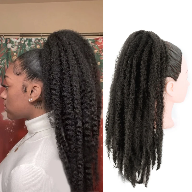 

Afro kinky Curly Drawstring Ponytail Extension for Black Women Synthetic Afro Curly Extension Hairpieces Updo Hair Extensions