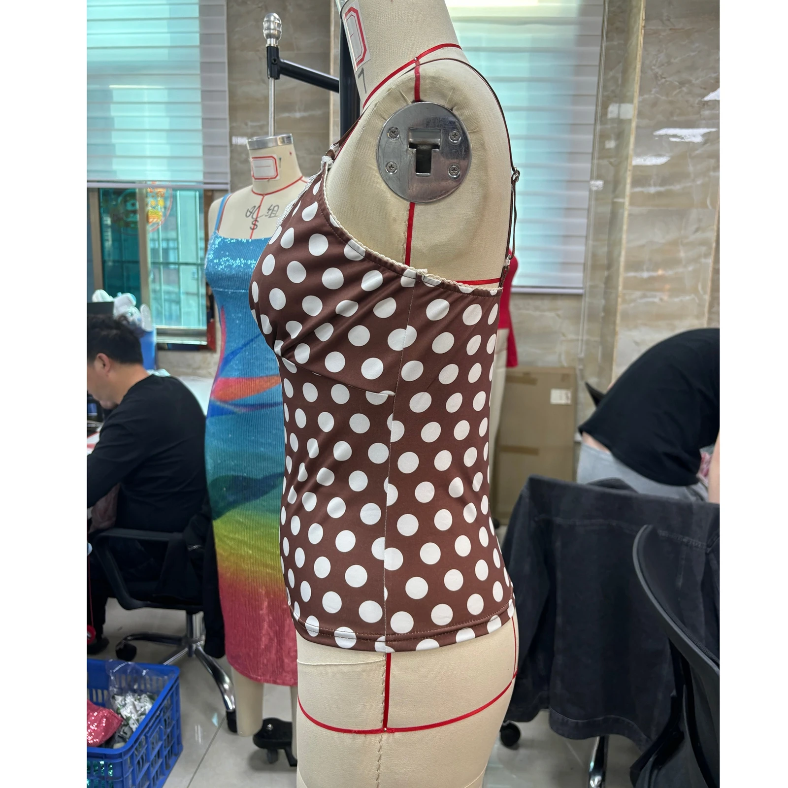 Womens Y2k Stay Cool and Stylish with Our Light Brown Polka Dot Lace Tank Tops Perfect for Summer Camis