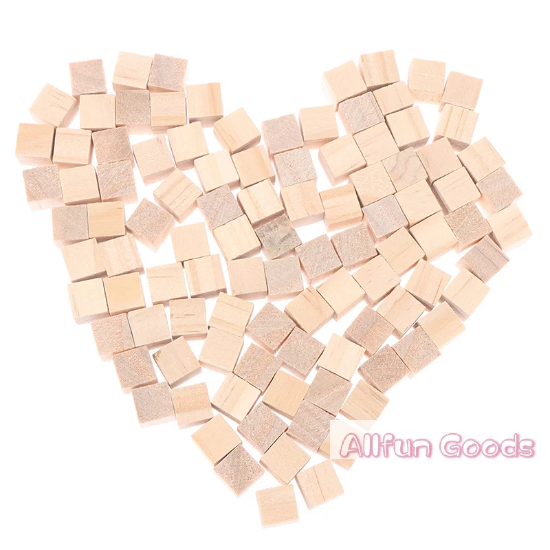 [TG835]100pcs Unfinished Blank Mini DIY Wooden Square Solid Cubes for Woodwork Craft