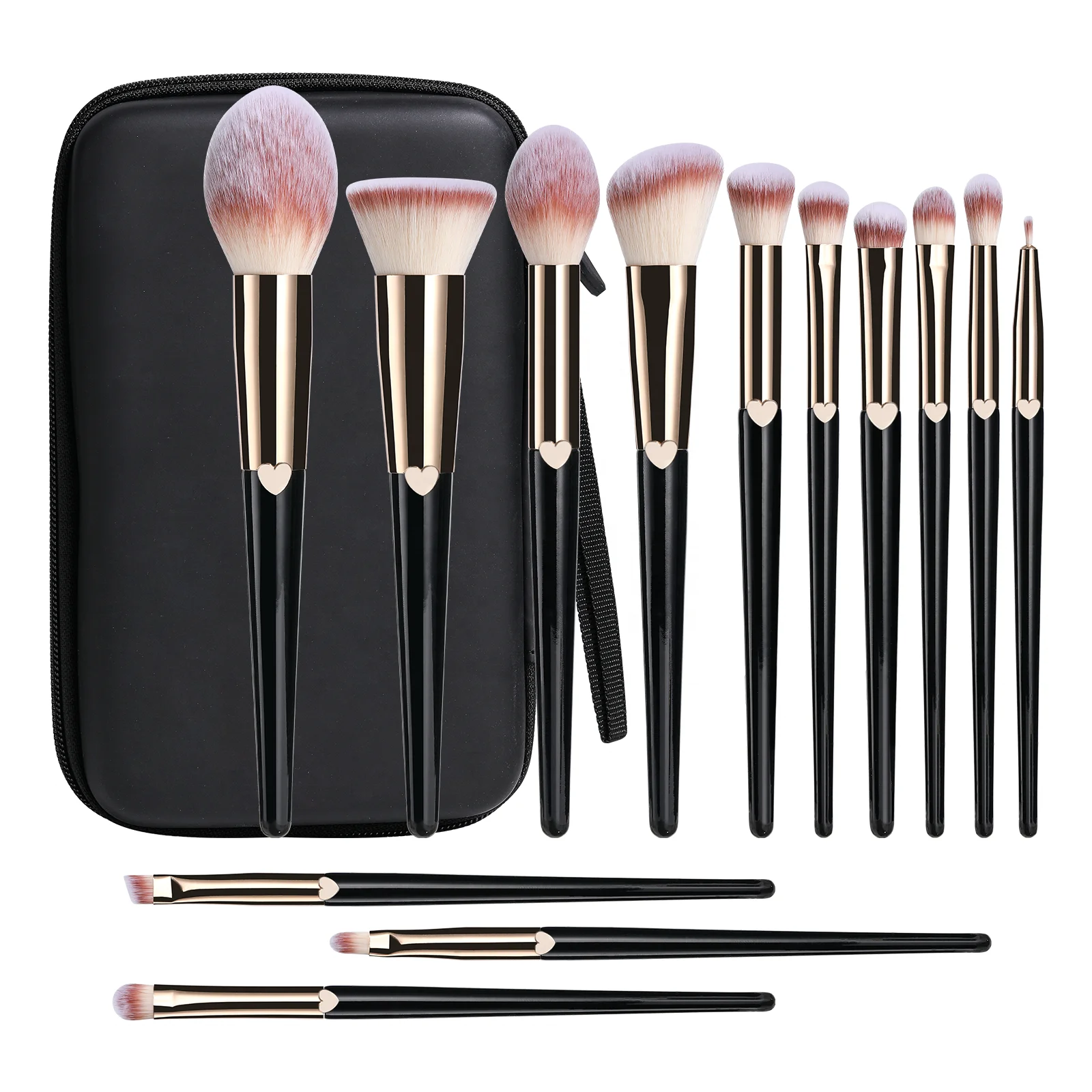 

# Hot Sales BS-MALL 2023 Luxury Makeup Brushes Design Heart Handle Synthetic Hair Private Label High Quality Makeup Brushes With