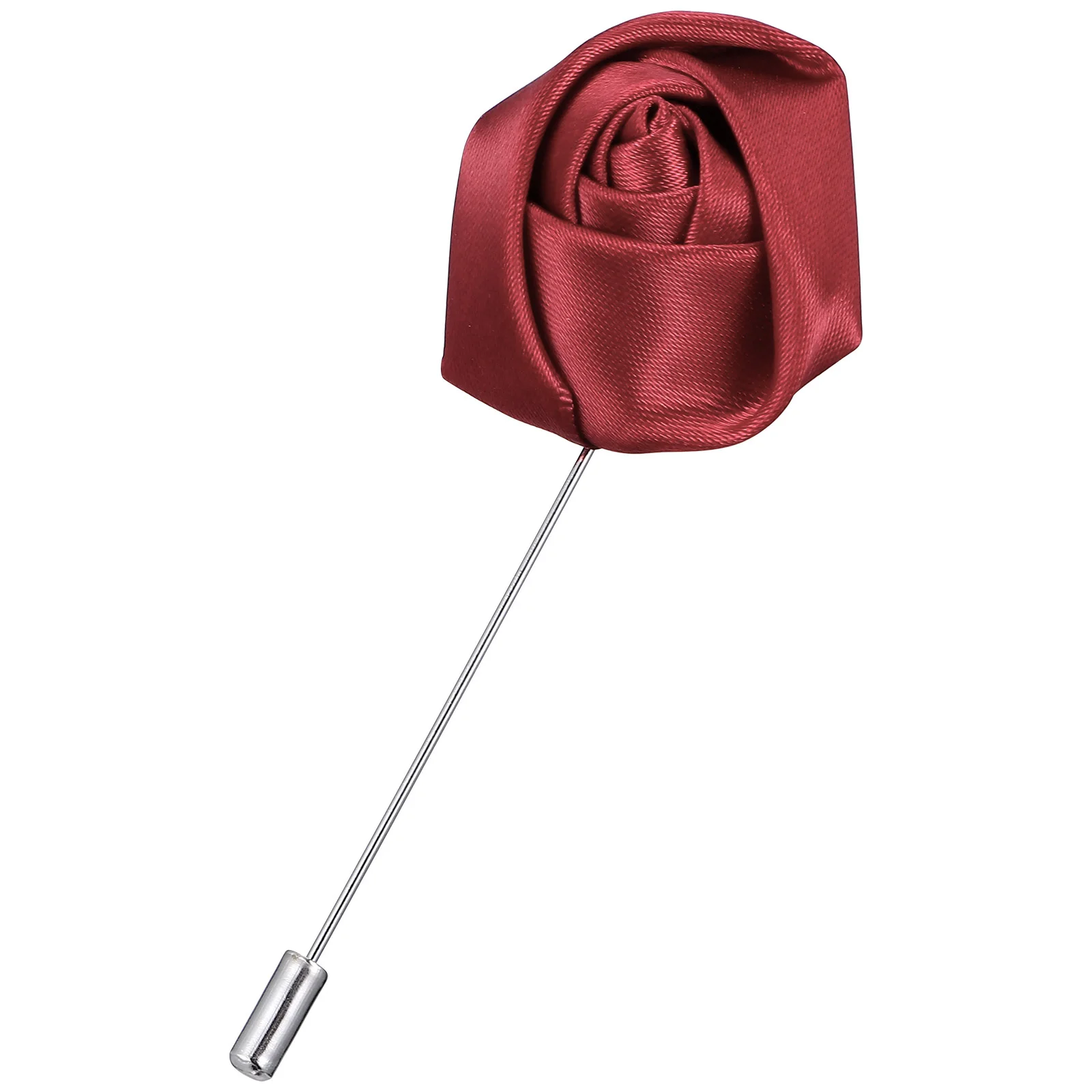 

Stylish Flower Brooch for Men Wine Red 4Cm Diameter 7Cm Length Pin Cloth and Alloy Lapel Pin Tie Brooch for Formal Wear