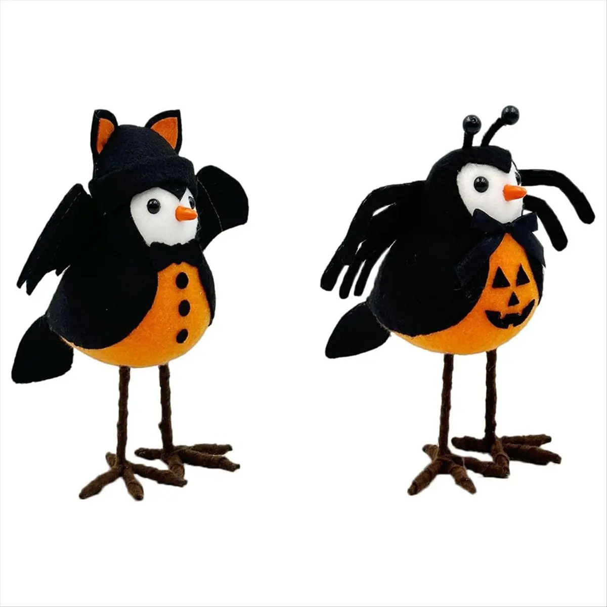 ABNH 2PCS Halloween Bird Figurine Halloween Featherly Friends Birds Standing Bird Ornaments for Table Home Window Display