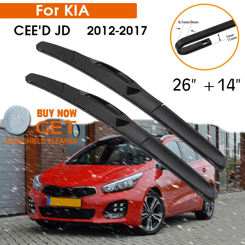 

Car Wiper Blade For KIA CEE'D JD 2012-2017 Windshield Rubber Silicon Refill Front Window Wiper 26"+14" LHD RHD Auto Accessories