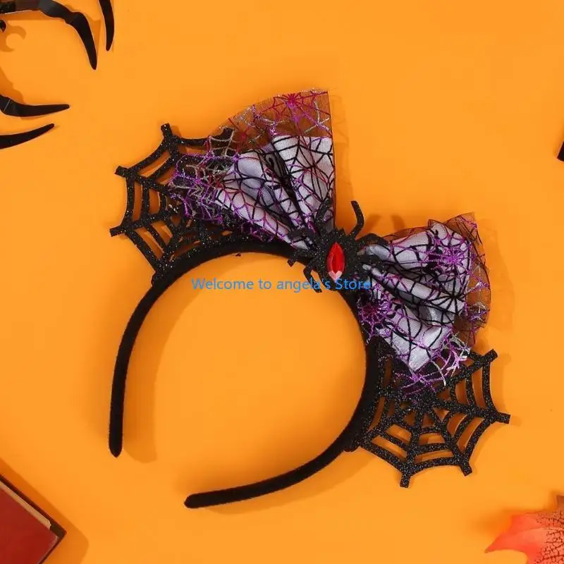 

X4YC привлекательный костюм на Хэллоуин, повязка на голову с ушками паука и бантами, регулируемый головной убор, украшение для