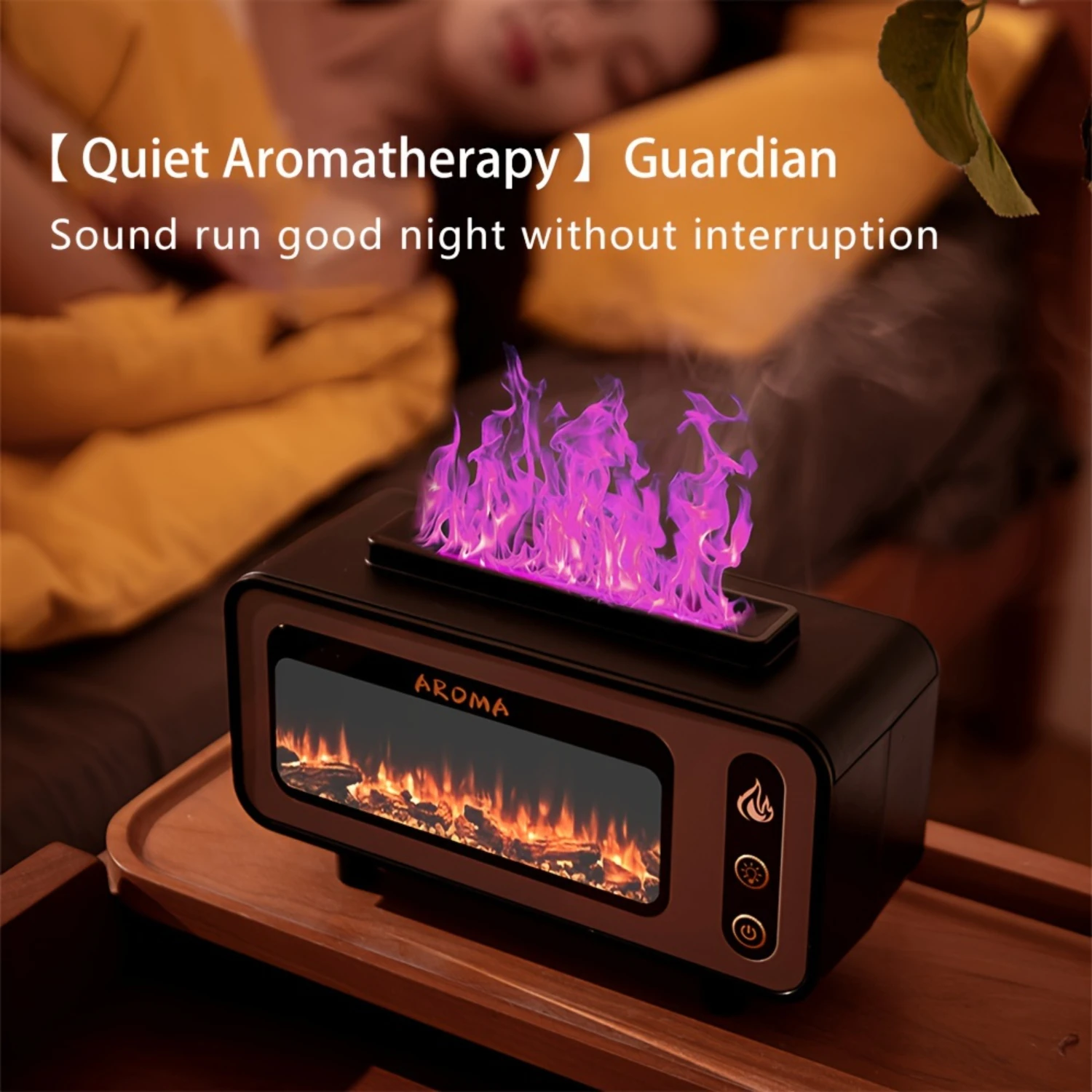 1pc High-capacity Flame Humidifier With Color LED Night Light, Room Humidifier Atmosphere Color Small Night Light, For Homes, Be