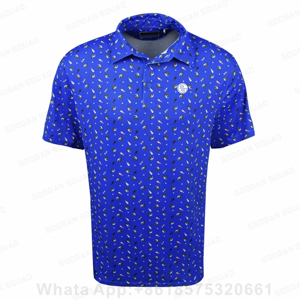 New Summer Men Golf Polo Shirts Floral Casual Print Fashion Short Sleeve T-shirt Quick Dry Breathable Lapel Button Polos Shirt