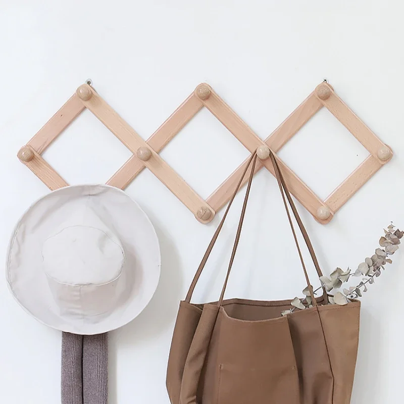 

Wall Wooden Hook Wood Wall Hanging Clothes Hat Rack Bedroom Office Kitchen Wood Stretchable Wall Hook Decoration Hook