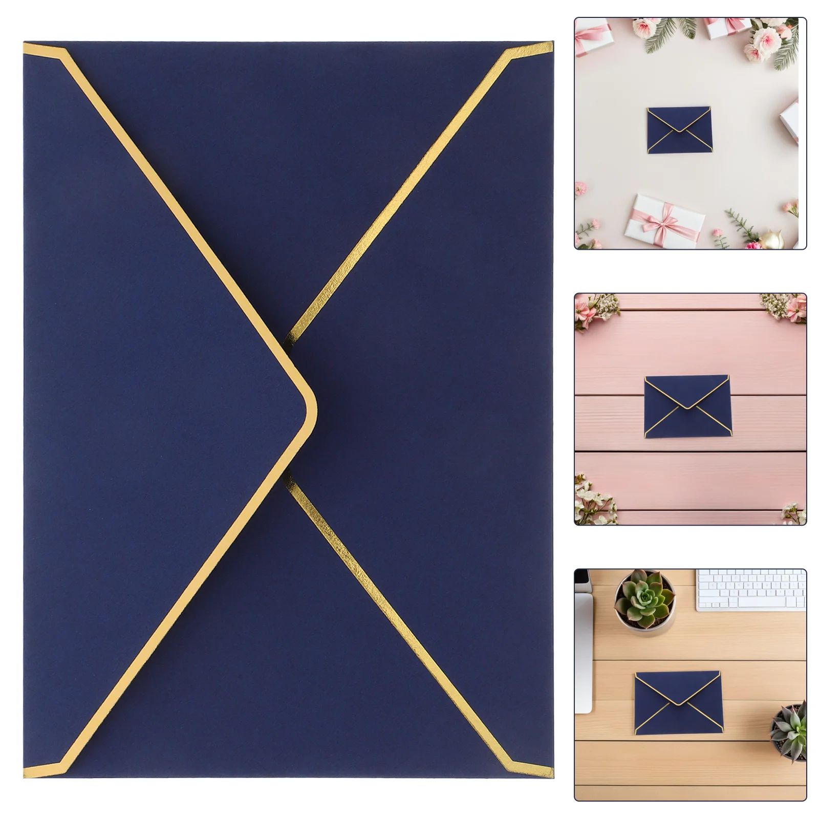 

50Pcs Gold Foil V-Flap Envelopes 7.3x5.3 Inch Wedding Invitations Baby Shower Graduation Party Cards Envelopes Wedding