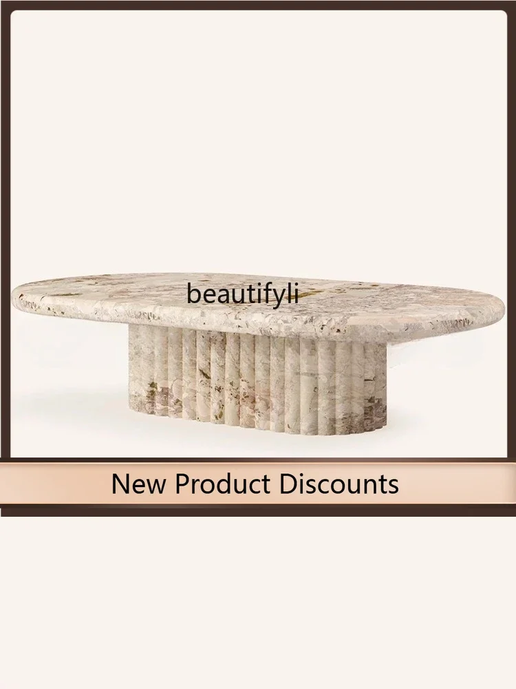 

X f4567Garden natural marble coffee table, living room for home use, new villa luxury house light luxury and high-end sense