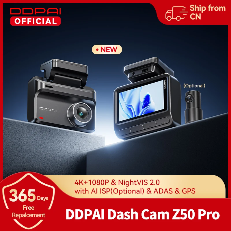 2025 New DDPAI Dash Cam Z50 Pro 4K Car DVR Night Vision Voice Control 5GHz Wi-Fi GPS ADAS 24h Parking mode Front and Rear Camera