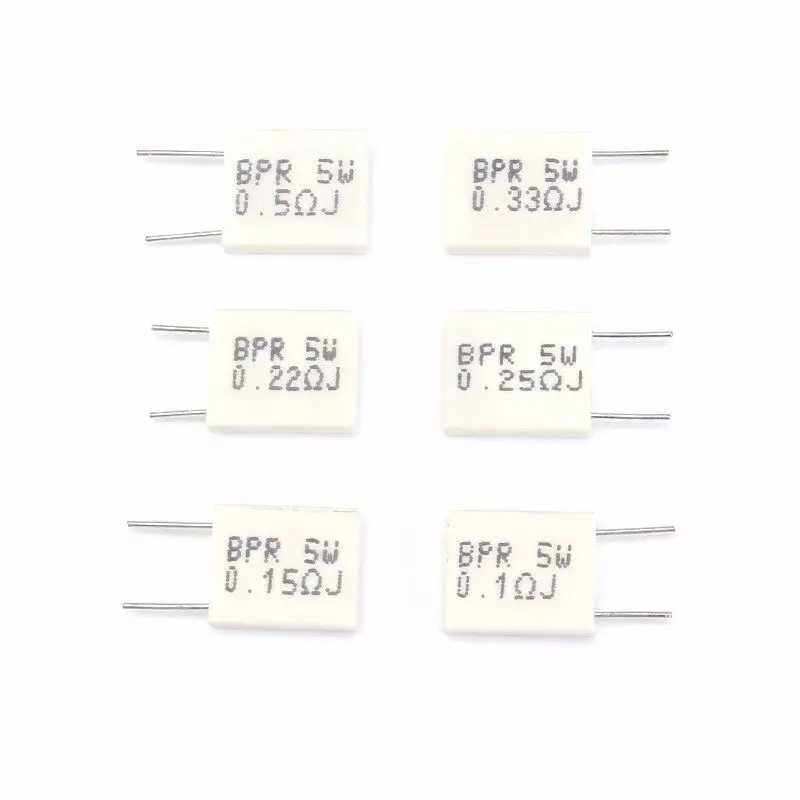 200pcs  High 5W Non-inductive Cement Resistor for 0.01/0.015/0.022/0.1/0.22/0.33/0.5 Ohm 5% Tolerance