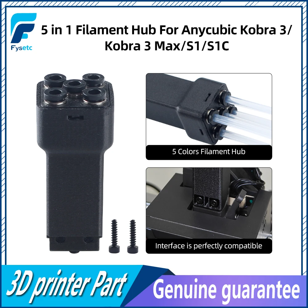 

5 in 1 Filament Hub For Anycubic Kobra 3/ Kobra 3 Max/S1/S1C Multi-channel Switching For 3D Printer Replacement Parts