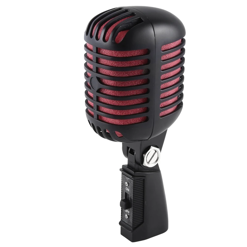 1 PCS Professional Classic Retro Dynamic Vocal Microphone Black & Red Metal For Live Performance Karaoke