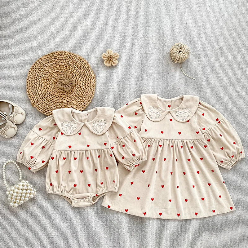 2026 Neuer Koreanischer Stil Baby Mädchen Cord-Bodysuit Rotes Herzmuster Langarm-Strampler Säuglings-Frühlings-Herbst-Kleidung 0-24M – Detail 17