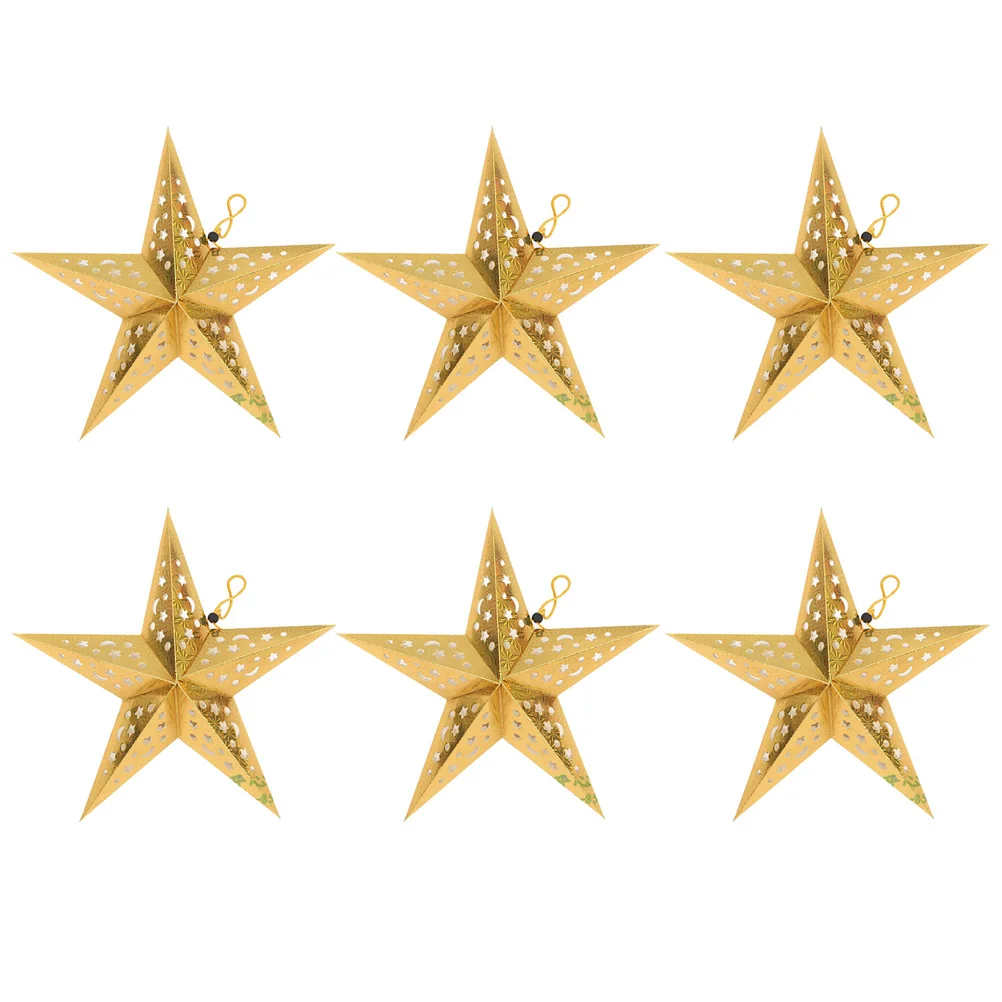 

6Pcs Paper Star Lamp Shade Pentagram Pendant Light Cover Decorative Hanging Ornament for Living Room Bedroom Party