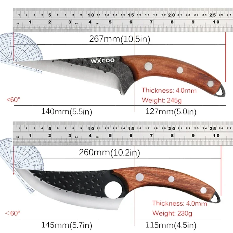 Set di coltelli per disossare forgiati a mano, in acciaio rivestito ad alto tenore di carbonio, per carne, pesce, frutta, coltello da macellaio, coltelli da cucina professionali