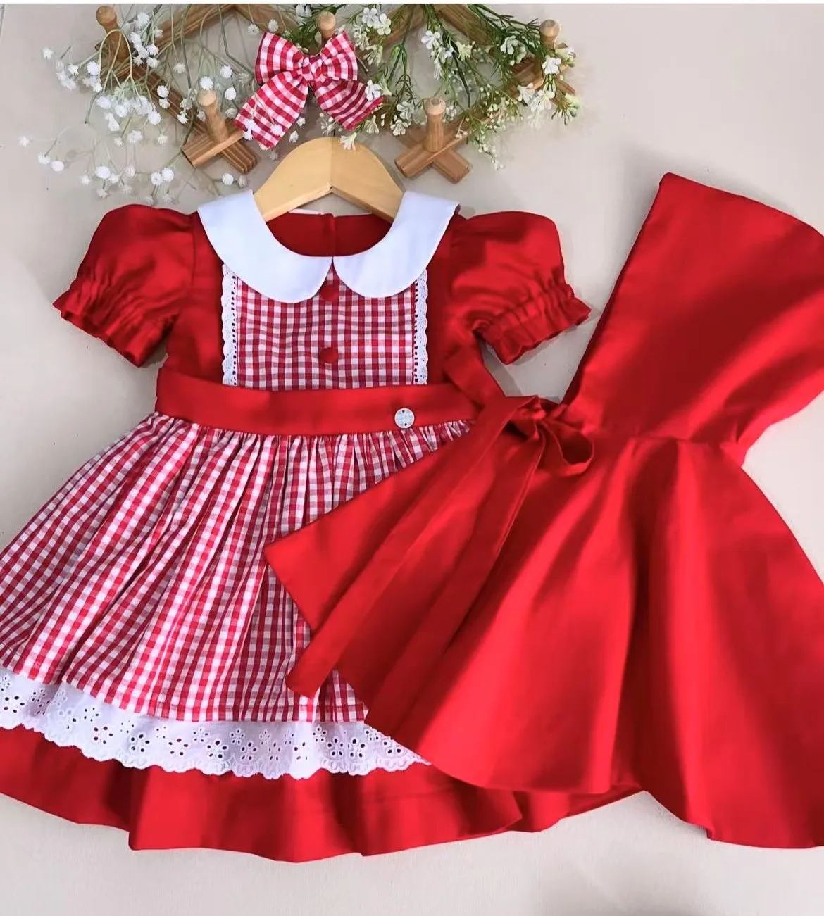 

0-12Y Baby Girl Little Riding Hood Vintage Princess Red Dress for Holiday Birthday Photography Christmas B385