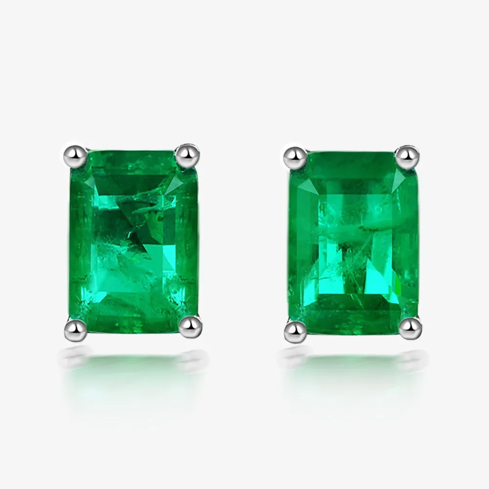 Classic 5*7mm Lab Created Emerald Stud Earrings For Women Well Shipping Real 925 Silver Piercing Vintage Jewelry Mother's Gift