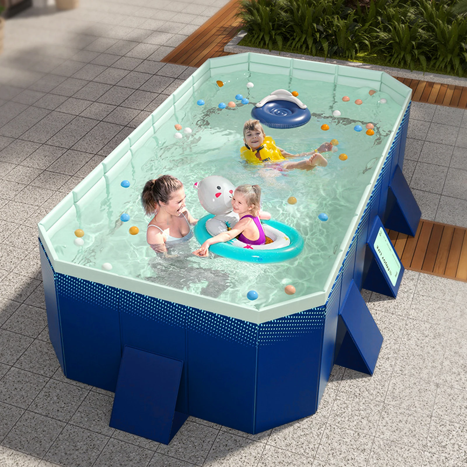 Collapsible Swimming Pool Lnflatable-Free Portable Pool for Friends and Kids Extra Large Bathing Tub Outdoor Indoor Supply