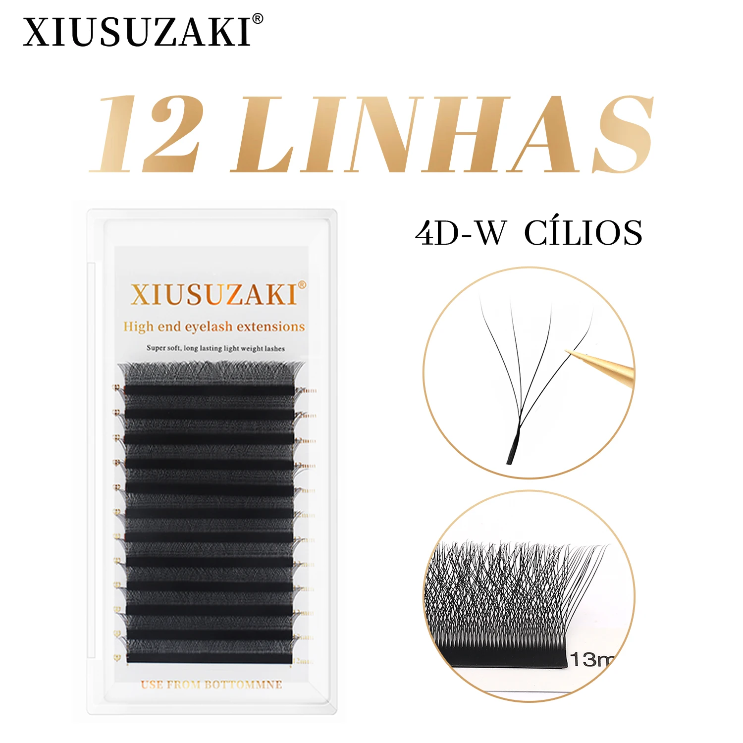 XIUSUZAKI 4D W على شكل رموش تمديد الطبيعية لينة المشجعين مسبقة الصنع أسود براون 4D W الرموش ملحقات الرموش الصناعية الفردية