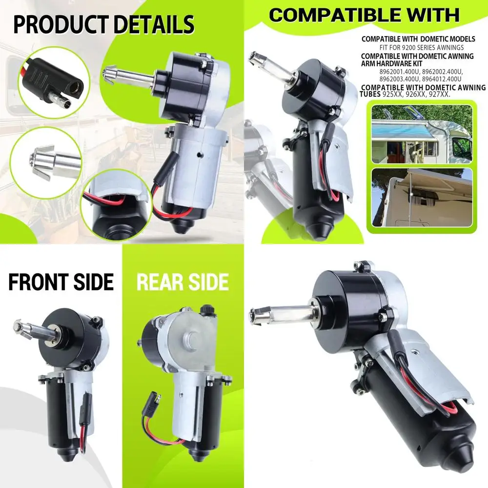 محرك مظلة RV 3317084.000U متوافق مع مظلات الطاقة من سلسلة Dometic 9200، استبدال #   3316605.001، 3316605.017 استبدال RV
