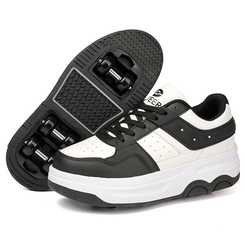 

Kids 6 Wheels Roller Skate Shoes Sneaker with Wheels Shoe with Rollers 2-in-1 Removable Roller Skating Shoe for Skating Parkour