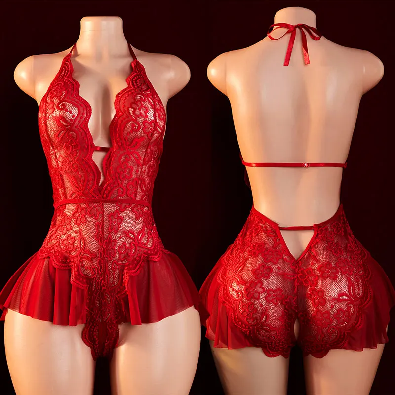 Sujetadores sexys adulto camisola sleepwear mulher babydoll vestido de sono babydoll vestidos de verão moda rendas sono pijama