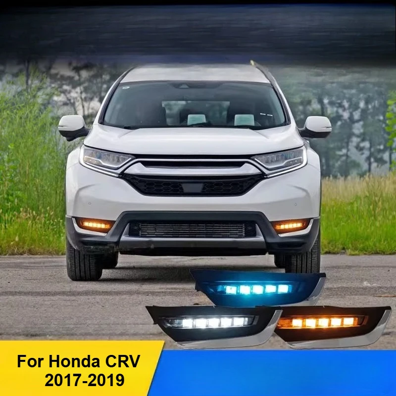 

2PCS Led Daytime Running Lights Front Bumper Fog Lamp with Dymanic Turn Signal DRL Daylights For Honda CRV CR-V 2017 2018 2019