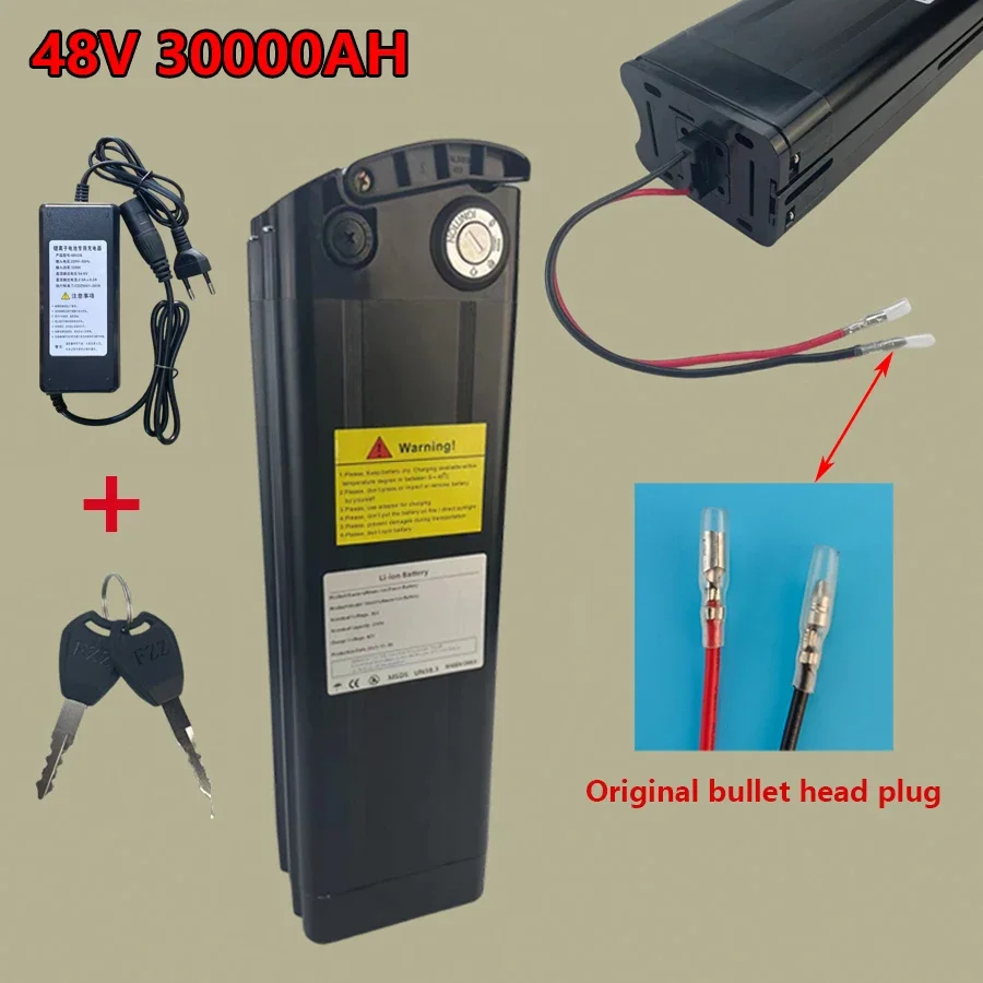 Silver Fish 48v 30000mah 18650 Electric Bicycle Lithium Battery Bottom Discharge+Charger