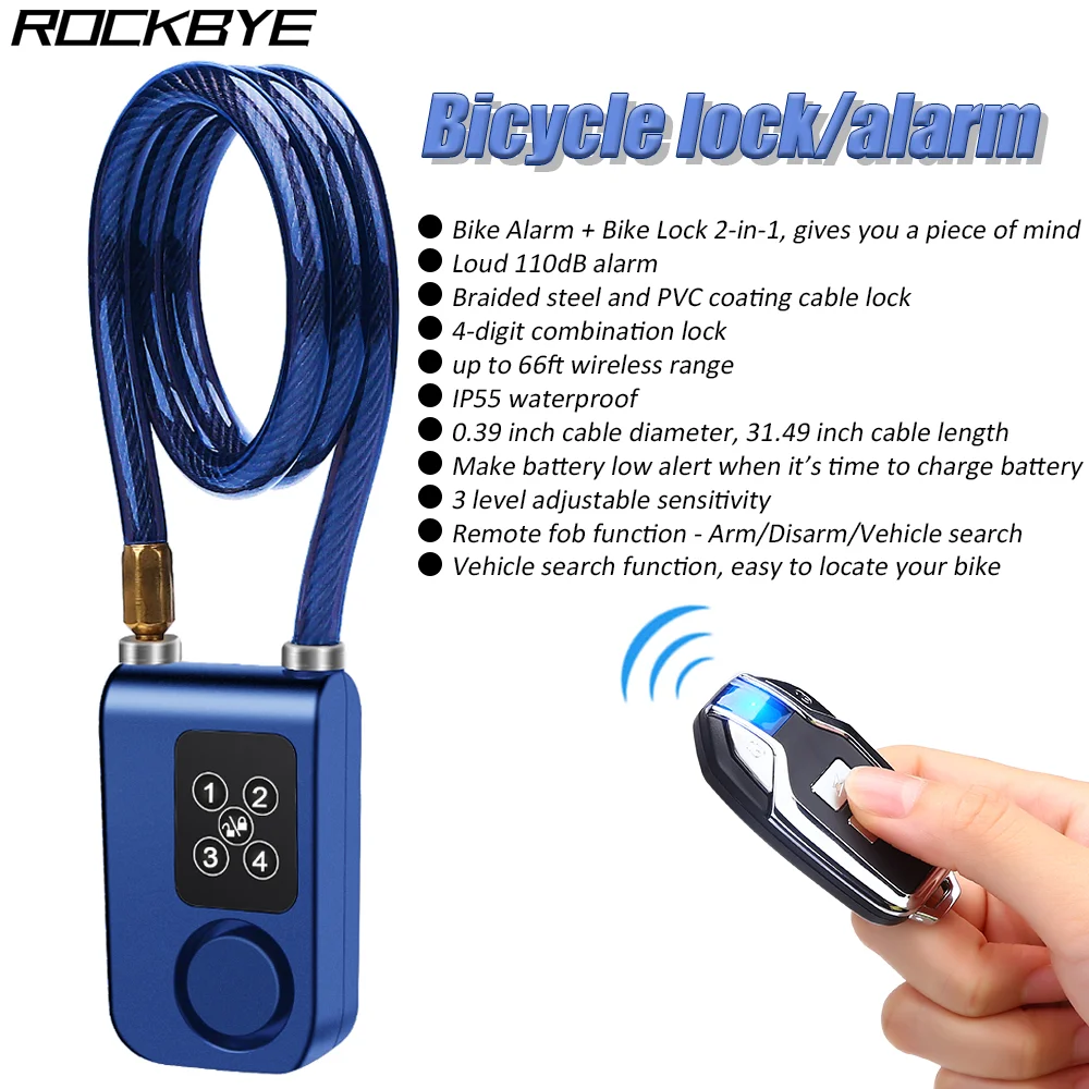 Bicycle Lock, Intelligent Alarm, Bike Accessories, Bluetooth Control, Cell Phone Remote Management IP55 Waterproof