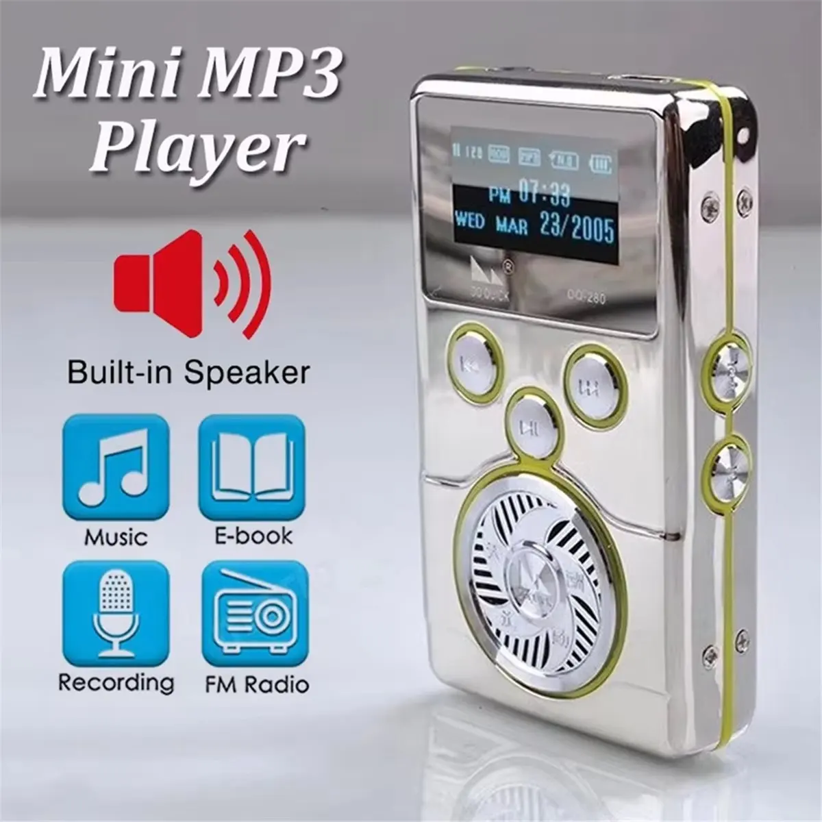 

Мини-MP3-плеер Okay, металлический музыкальный плеер, 8 ГБ, спортивный бег, Walkman, встроенный динамик, MP3 с поддержкой экрана, FM-радио/электронная книга